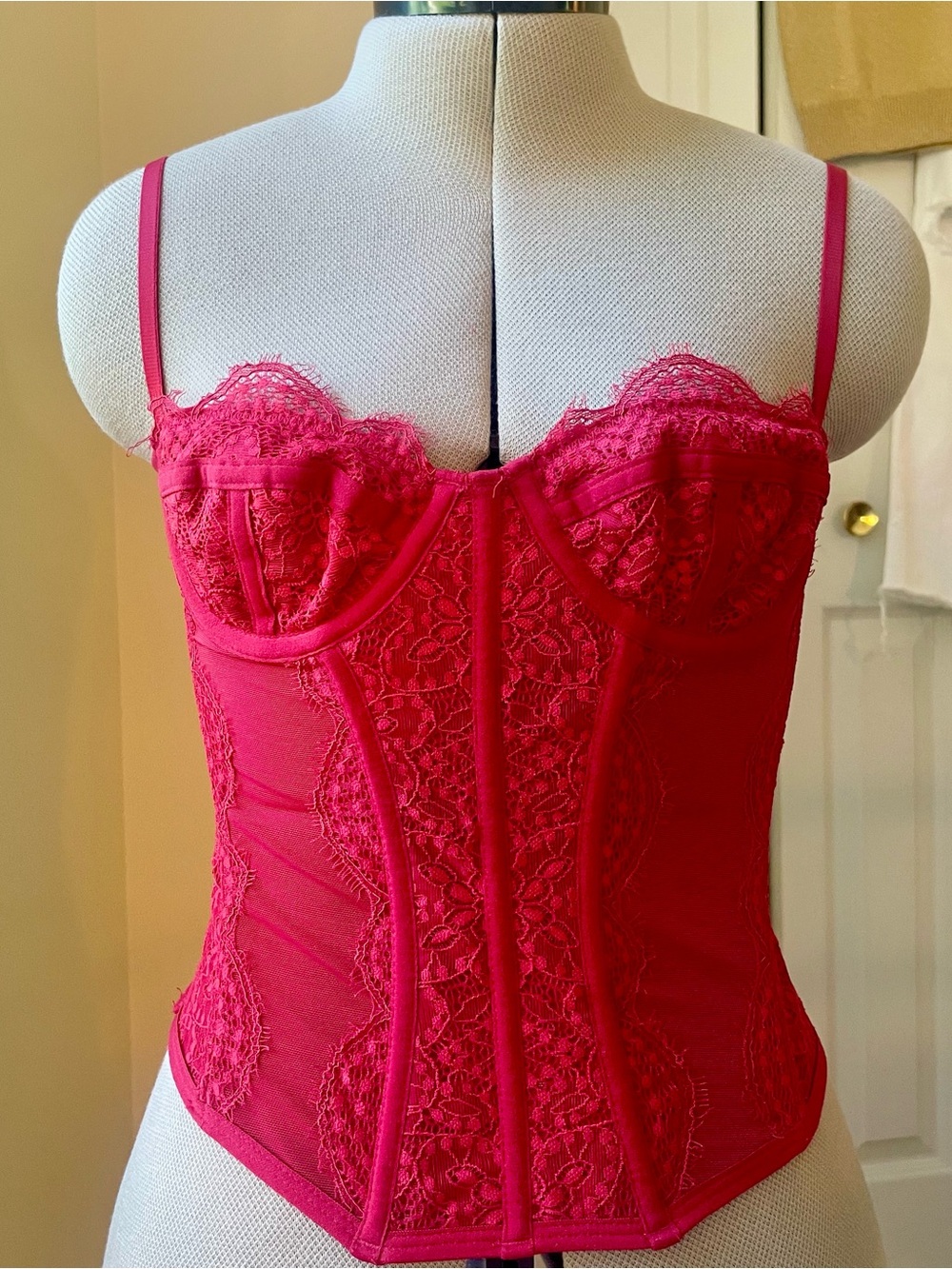 Red Lace Bustier Top